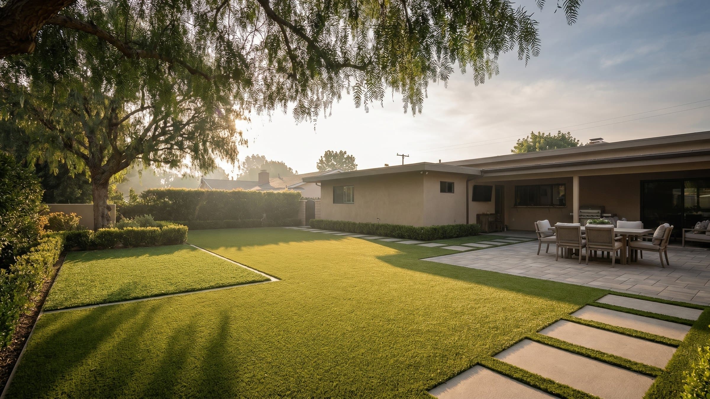 Artificial turf installation in Cypress, CA