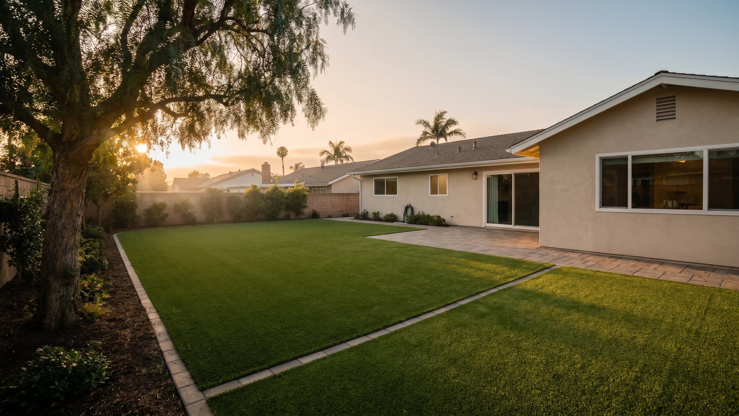 Artificial turf installation in Fountain Valley, CA