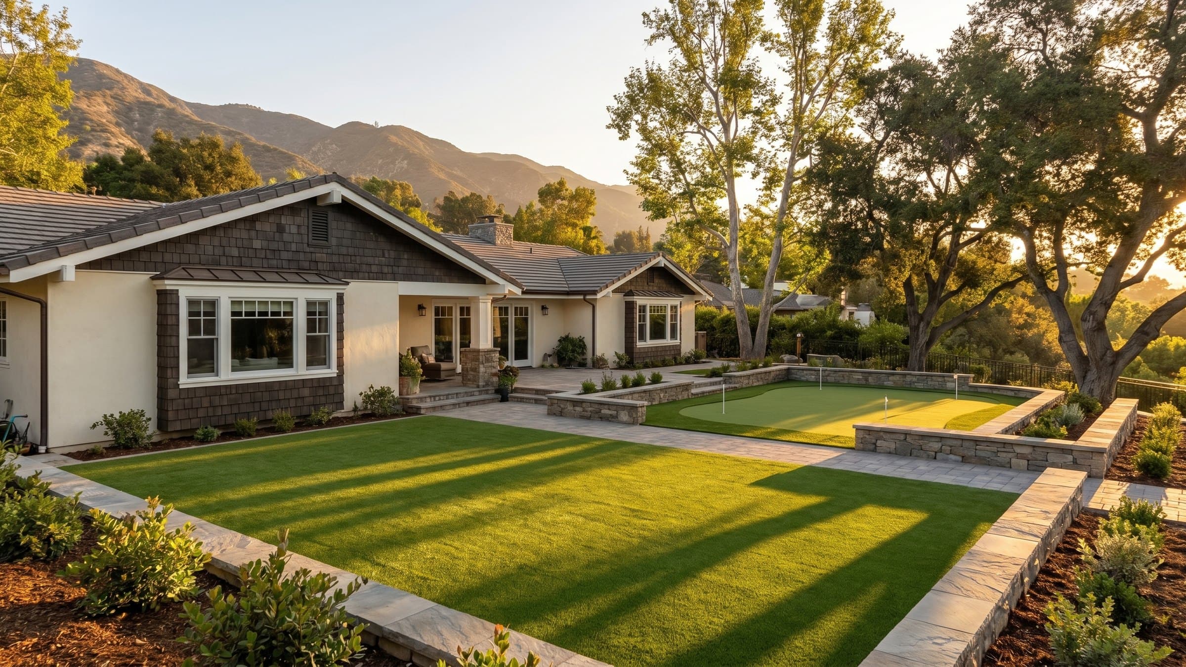 Artificial turf installation in La Cañada Flintridge, CA