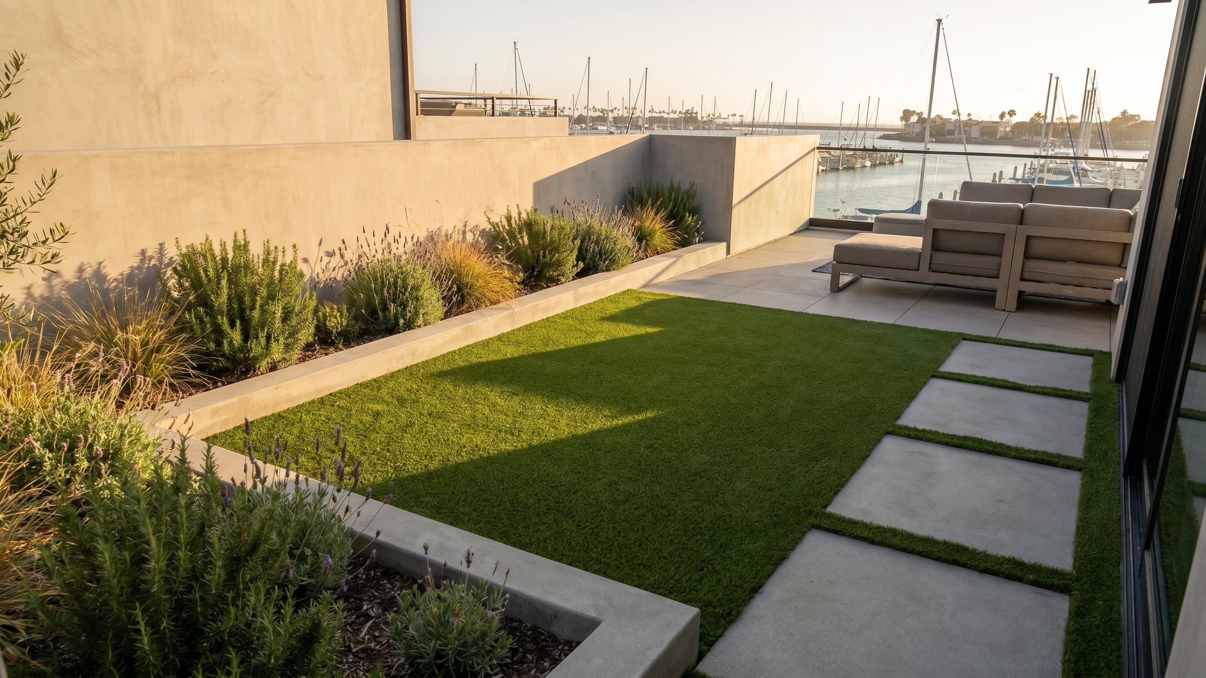Artificial turf installation in Marina Del Rey, CA