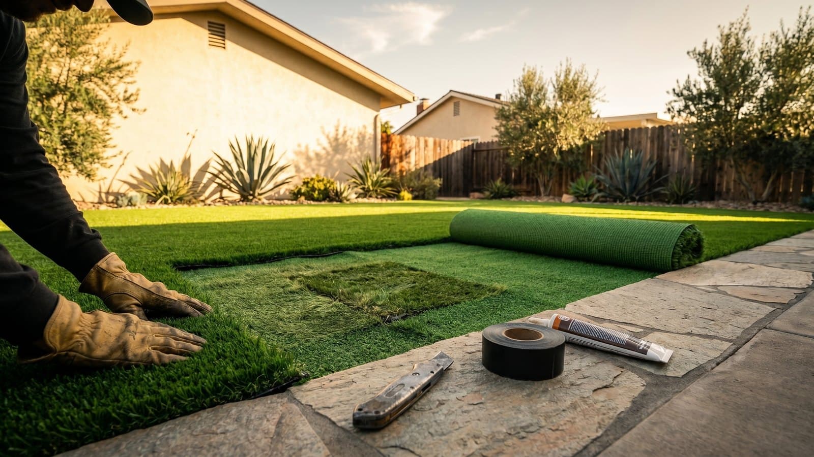 Artificial turf seam and edge repair work