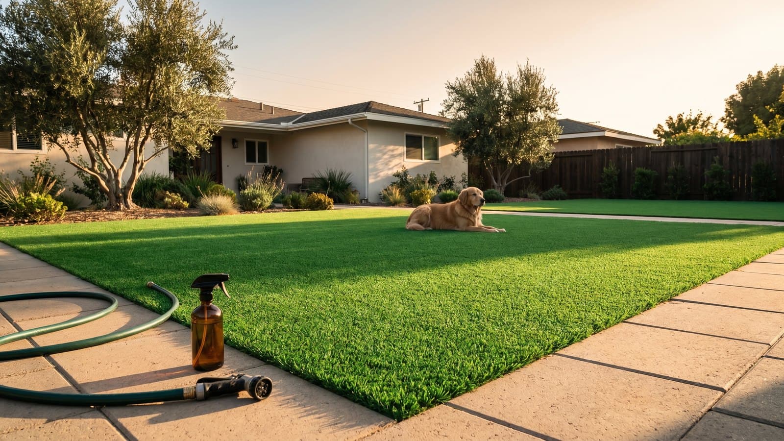 Pet turf surface with dog using the area