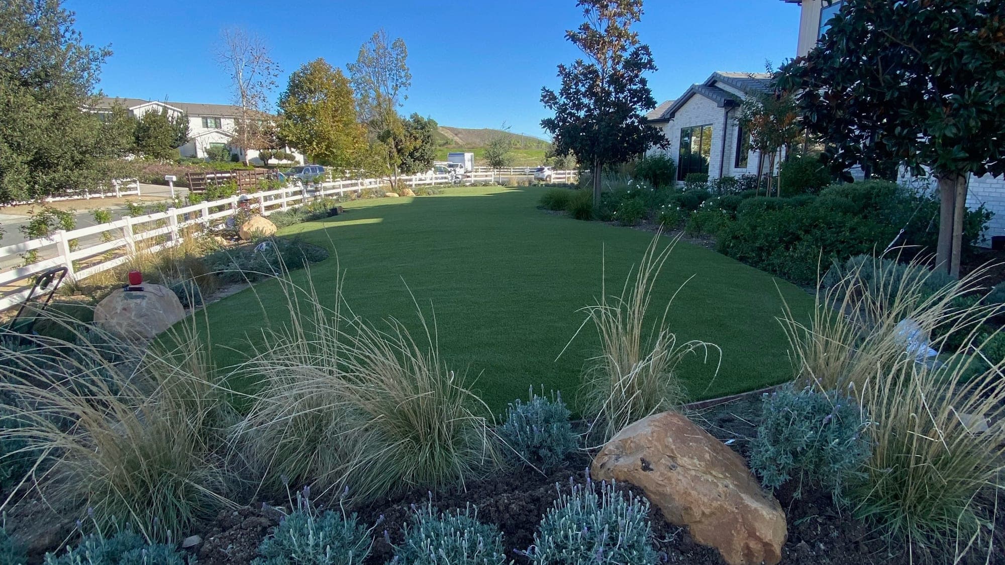 Backyard after Turf Soldier artificial turf installation in Simi Valley