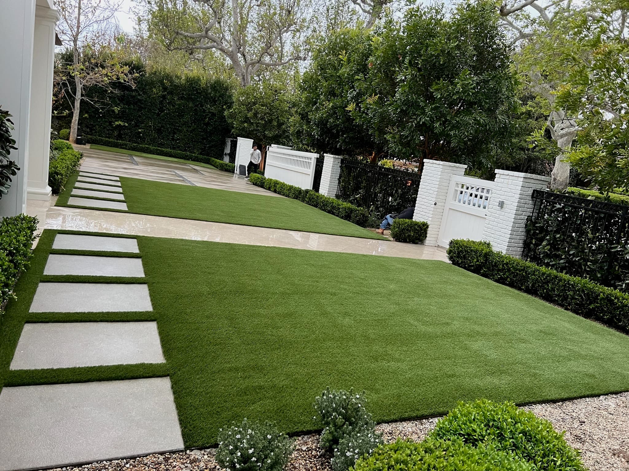 Beverly Hills pavers-and-turf install, 900 square feet SYNLawn Lush